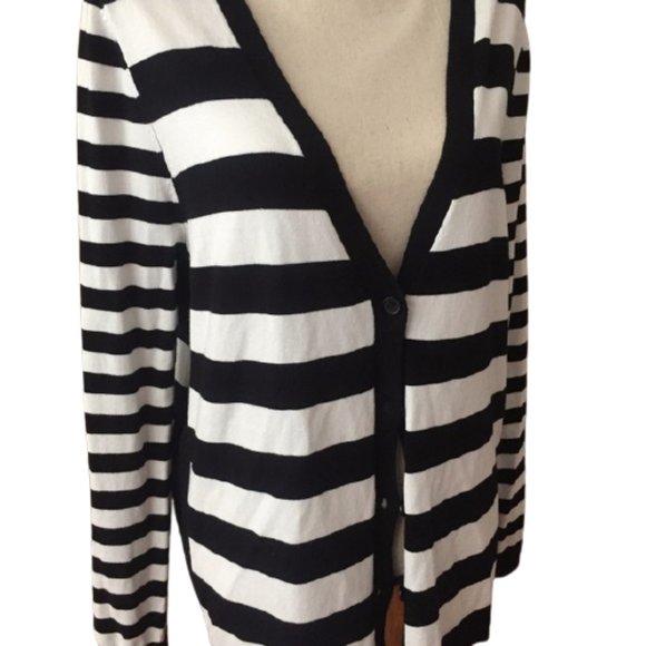 Lane Bryant Size 18/20 Black White Striped Cardigan Sweater - Picture 5 of 6